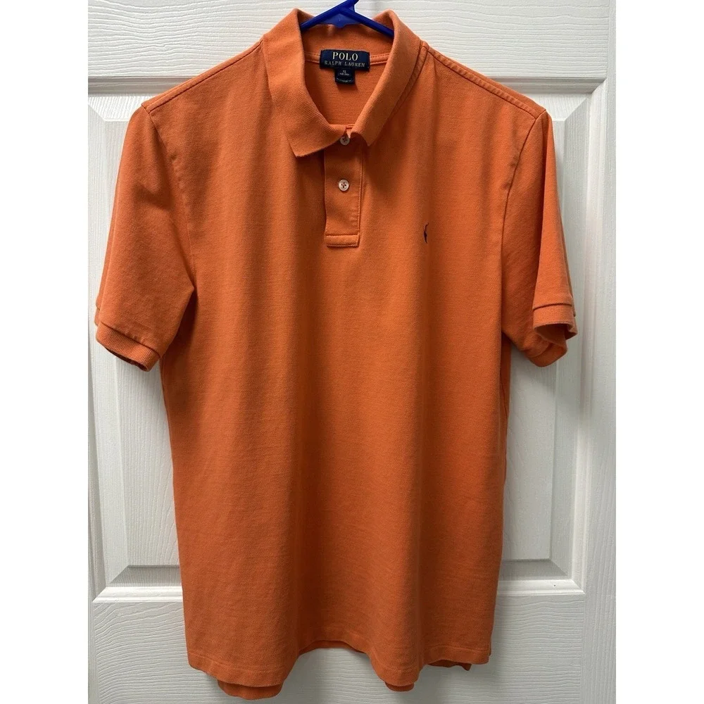 Boys Polo Ralph Lauren Shirt XL 18-20 Orange Blue‎ Horse READ DESCRIPTION